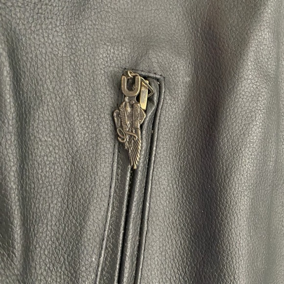 Vintage Harley Davidson Men's USA Genuine Black Orange Leather Riding Jacket 3XL - Picture 3 of 11